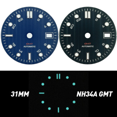 31mm Watch Dial Sea Master Diver200m for NH34A GMT BGW9 Lume Dual Time 24 Hours