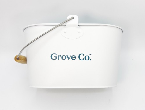 Grove Co Cleaning Caddy for Organization, White Metal with Oval Wood Handle NEW - Picture 3 of 9
