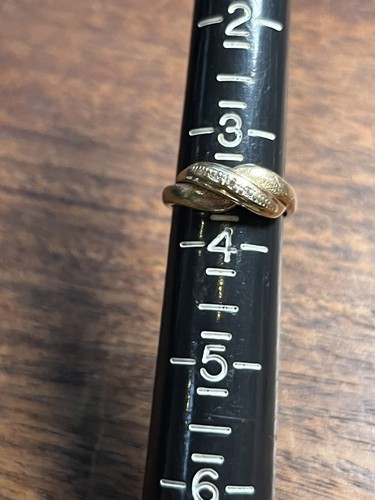 10k Vintage Antique Yellow Gold Swirl Diamond Chip Dome Ring sz 3.5 - Picture 5 of 6