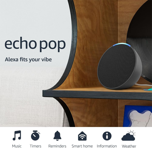 Echo Pop (Newest Model), Our Smallest Alexa Speaker, Fits in Any Room, Charcoal - Picture 11 of 12