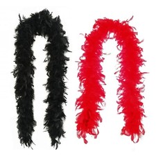1.7m Feather Boa Costume Accessory Fancy Dress Burlesque Black Red Hen Night UK