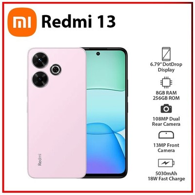(New) Xiaomi Redmi 13 8GB+256GB PINK Dual SIM Unlocked Android Mobile Phone