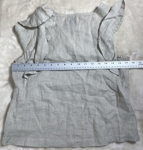 Sam & Lavi Women Shirt Linen Blend XS Sleeveless Peplum Blouse Oatmeal Gray - Picture 7 of 12