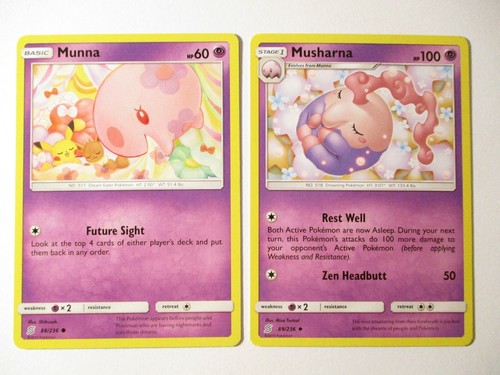 Munna 88/236 & Musharna 89/236 S&M Unified Minds 2 Pokemon Card