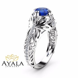 Shire Art Nouveau Engagement Ring 14k White Gold Square Diamonds Image Is Loading Shire Art Nouveau Engagement Ring 14k White Gold
