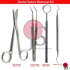 Basic Dental Suture Removal Kit Suturing Stitch Scissors Dressing Tweezers Probe