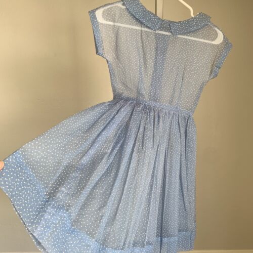 Vintage Girl Blue Swiss Dot Sheer Nylon 