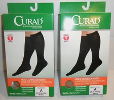 2 Pair Brand New Curad Medical Compression Hosiery Beige Size A Short 20-30