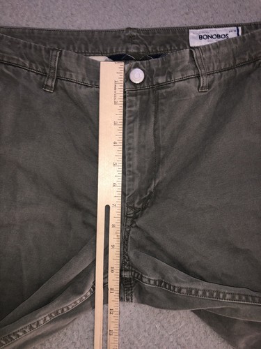 Bonobos Pants Mens 34x29 Green Slim Corduroy Chinos Preppy Flat Front Canvas - Foto 5 di 15
