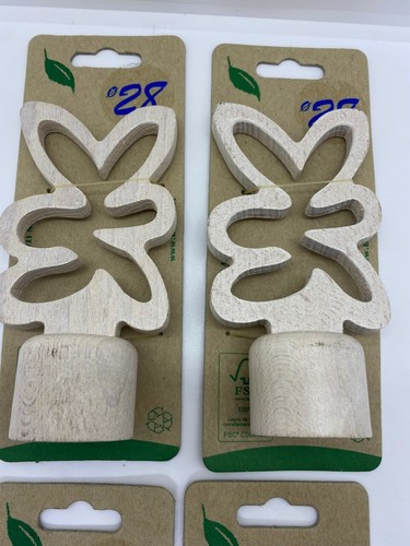 2 Terminali Finali bbline Finale Ø 28 per Bastone Tenda legno FIORE NERO BIANCO - Imagen 4 de 4
