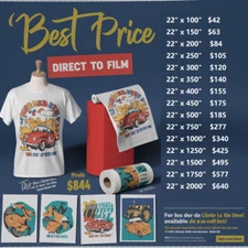 DTF Gang Sheets, Custom Print Your Image DTF Film Ready to Heat Press 22x100