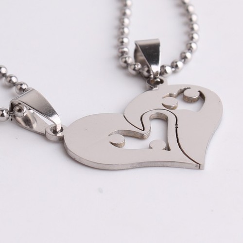 316L Stainless Steel Pendant 1.19X1.11 Inch Heart LoversNecklace 22" B147 - Picture 3 of 6