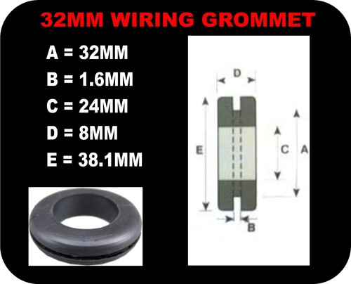 RUBBER GROMMETS 6 9 12 16 20 25 32 38 50mm 1/4 3/8 1/2 5/8 1" 2" cable - Picture 15 of 19