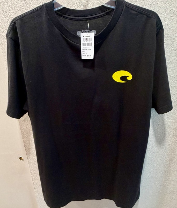 Men’s Black Costa Tshirt Size Large - Bright Rad Marlin Design 100% Cotton NWT