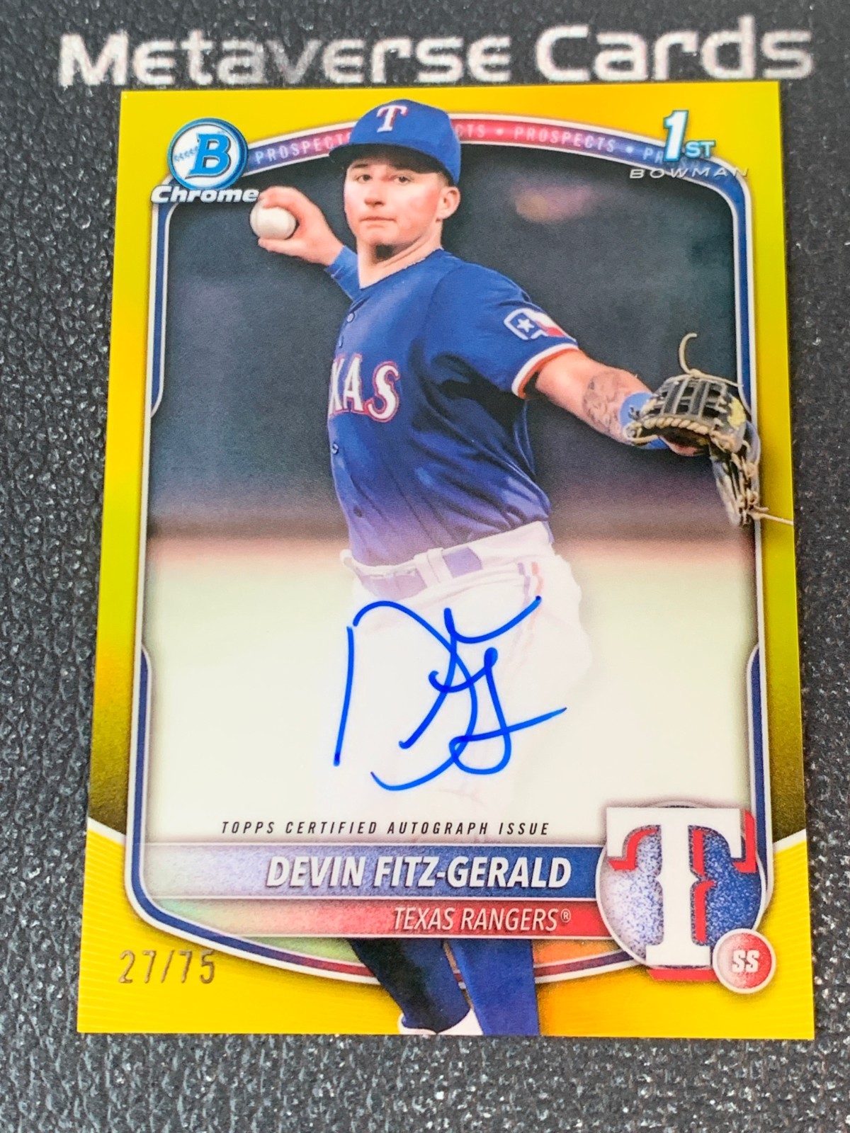 2025 Bowman Chrome Devin Fitz-Gerald 1st Bowman Yellow Refractor Auto /75
