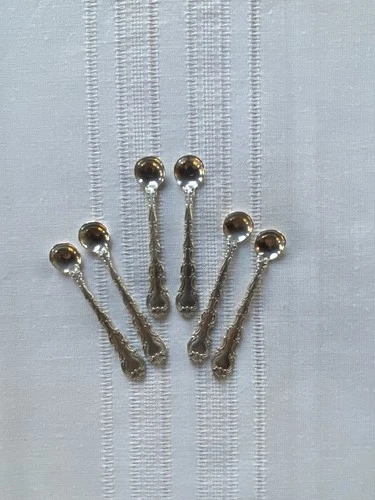 Gorham Strasbourg Sterling Silver Individual Salt Spoons – Set of 6 – 3”