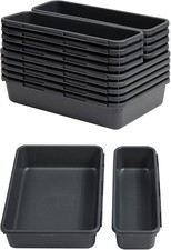 13 PCS Drawer Organizer Tray, Interlocking Office Desk Drawer Storage, Black ...