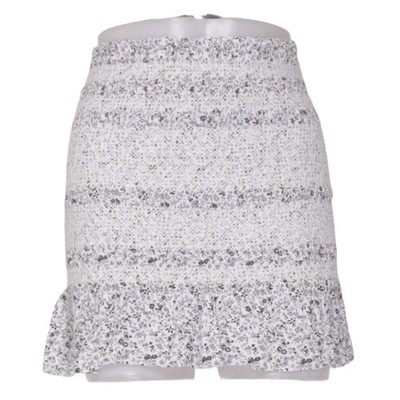 Glassons, Rock, Größe: L, Weiß/Blau/Grau, Leinen/Viskose, Blumen, Damen #Oxo