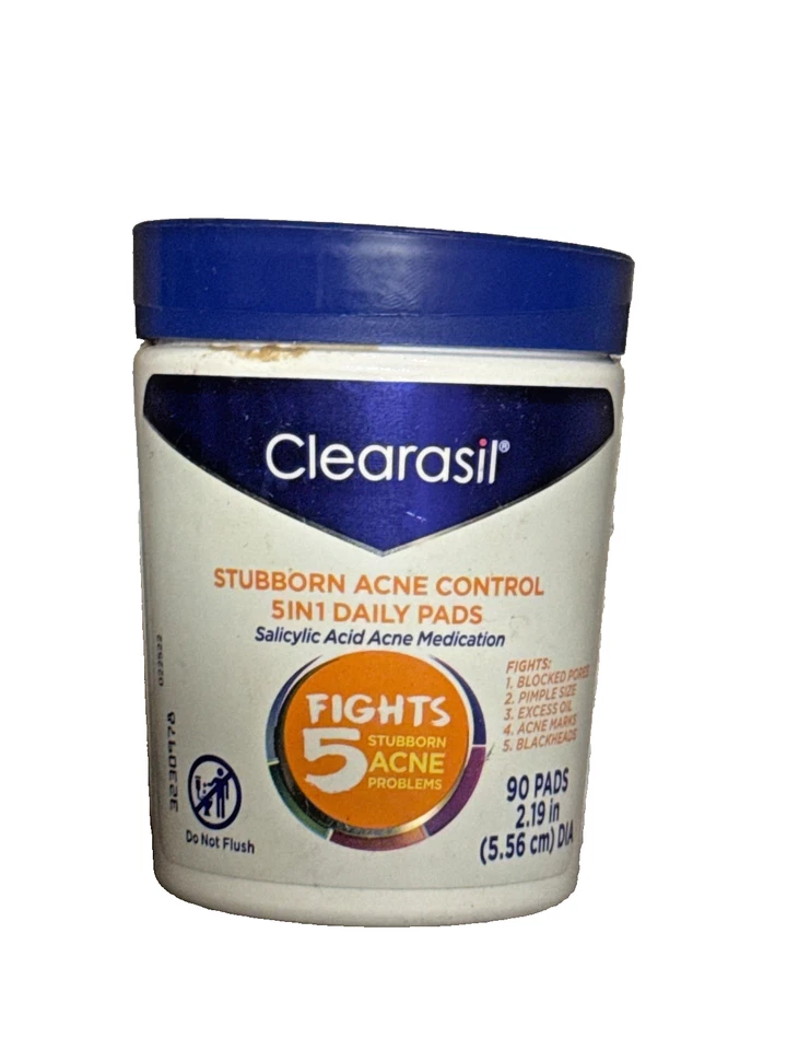 8 Pack Clearasil Stubborn Acne Control 5in1 Daily Pads 90 Count Salicylic Acid A - Image 2 of 3