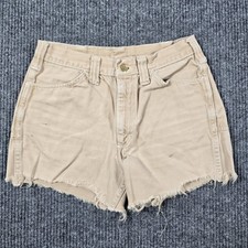 Vintage LEE High Rise Denim Shorts Womens 26 Beige Cut Off Distressed Talon 80s