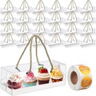 36 Pcs Clear Cupcake Boxes with Thank You Label Stickers 4 Count Bulk Cupcake...