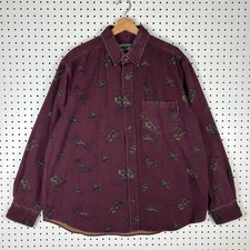 Woolrich Flannel Hunting Long Sleeve Shirt Size XL Maroon Deer Bird Hunting Men