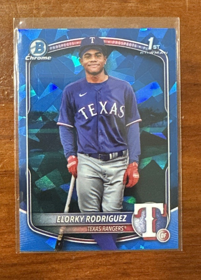 2025 Bowman Chrome Sapphire ELORKY RODRIGUEZ 1st #BCP-186 Prospect Rangers🔥⚾️🔥