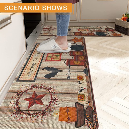 Juego de 2 Alfombrillas Antideslizantes Cocina Granja y Gallo de Bienvenida Temporada - Imagen 7 de 7