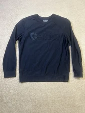Ethika Medium Black Pullover Sweatshirt Raised Black Embroidered Logo Casual