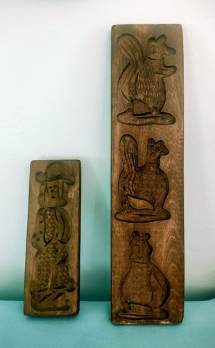 2 Springerle Speculaas Carved Wood Cookie Candy Molds Dutch German Vintage 8-15"
