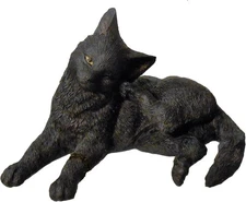 Black Cat Scratching Ear Mini Figurine