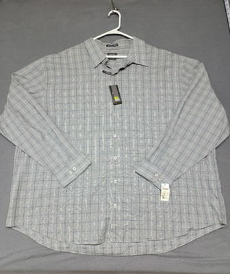NWT~ARROW~1851 Men's 4X-Large Long Sleeve Button-Up Shirt Light Gray Big & Tall