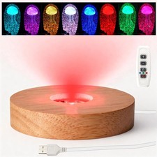 FuoiCorn LED Light Base with Timer for Crystal Art Display,Multi-Color Wood