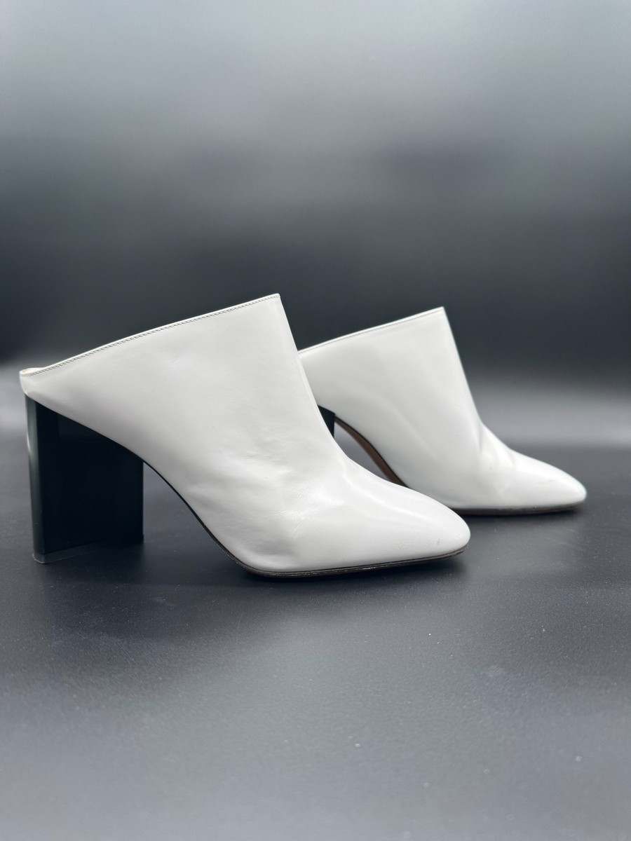 サンダル・ミュール MM6 Maison Margiela White leather pumps Maison Margiela White Leather Mules W/ Black Heel IT40/US10