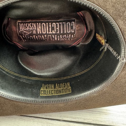 Resistol Jason Aldean Collection 4X Amarillo Sky Chocolate Sz L Cowboy Hat 7 3/8 - 第 13/15 張圖片