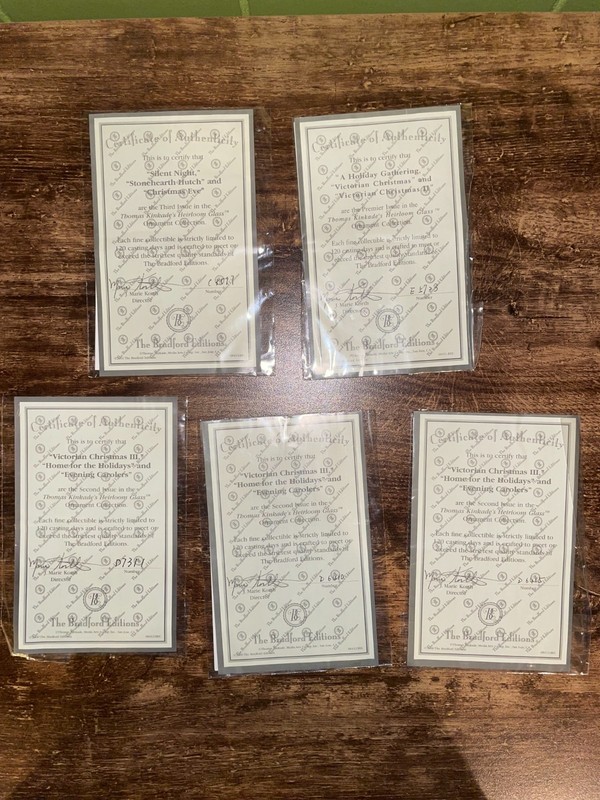 Bradford Editions 2001 Thomas Kinkade Set Of 15 Glass Heirloom Ornaments