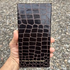 Vtg Pan American Airlines Brown Faux Alligator Ticket Holder Folder Made in USA