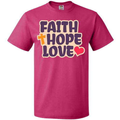 Inktastic Faith Love Hope Opposite Color T-Shirt Religion Jesus Religious Cross