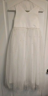 flower girl dress-Ivory/off White-size 8 Fairy Wedding Barbie 