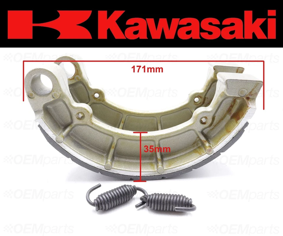 Juego de (2) zapatas de freno y resortes traseros ranurados al agua Kawasaki #41048-013 Foto 4 de 4