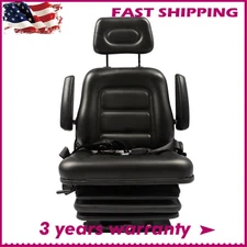 Forklift Tractor Seat Suspension Adjustable Backrest Armrest With Safety Belt US