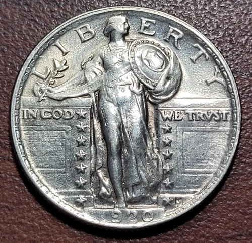 1920 Standing Liberty Quarter EF XF Extremely Fine Details Silver 25c Cleaned