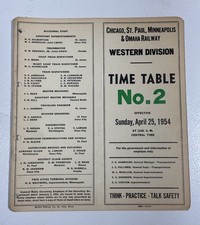 1954 Chicago St Paul Minneapolis Omaha Railroad Employee Timetable North Western
