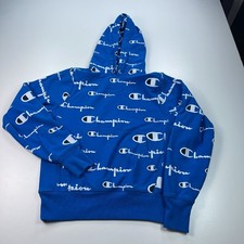 Champion Hooded Sweatshirt Mens Small Blue Reverse Weave Hoodie Pullover
