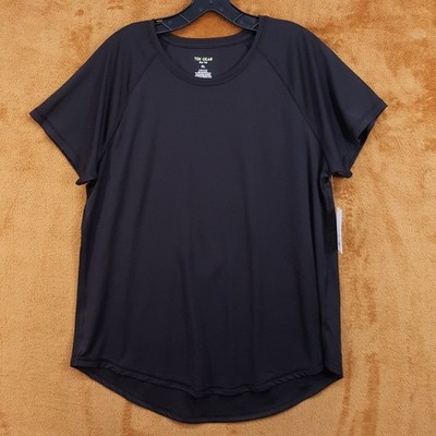 TEK GEAR Top Womens XL Black Pullover Crew Short Sleeve Tee Active Gym Workout