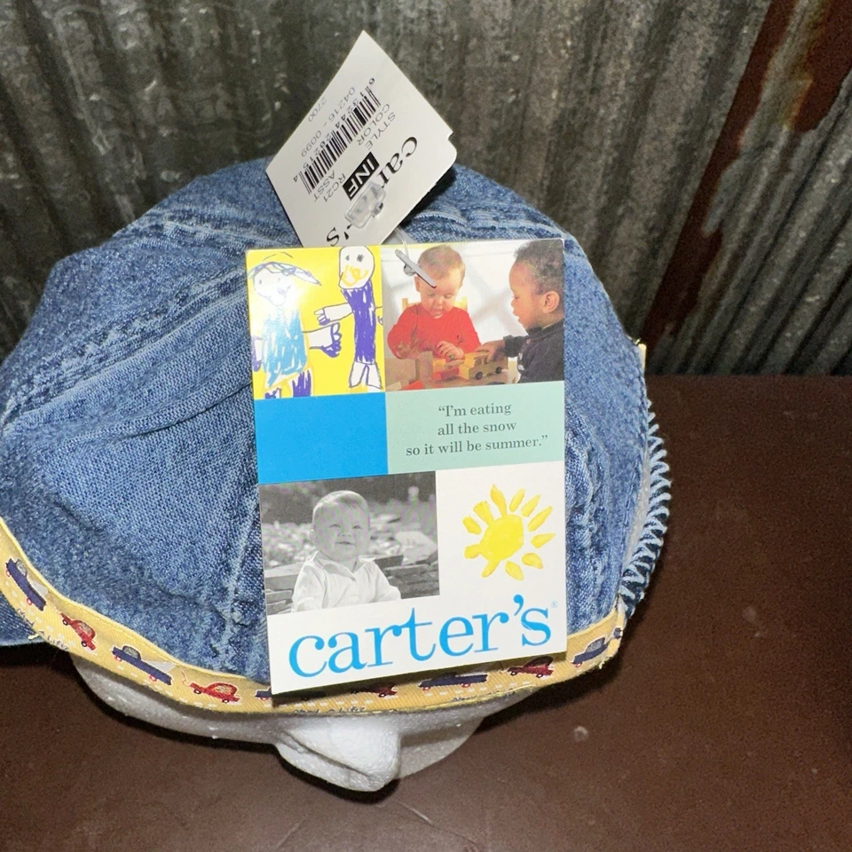 De colección Años 90 Carters Bebé Denim Gorra de Béisbol Gorra 12-24 Meses Coches Espalda Elástica Foto 4 de 4
