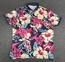Greyson Polo Shirt Men's Size Large Floral Multicolor Short Sleeve Cutaway