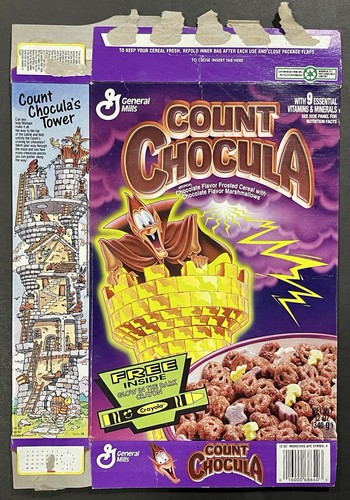 Vintage 1994 General Mills Count Chocula Glow In The Dark Crayon Used Cereal Box - Picture 1 of 2