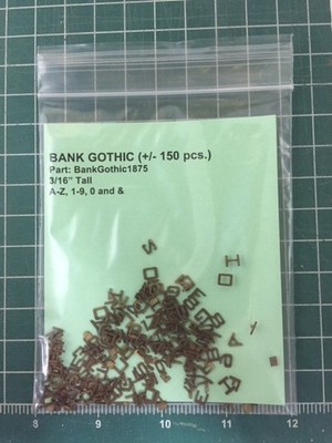 Laser Cut Letter Set Bank Gothic 3/16'' 150 Pcs. N, HO, S, O Scale Modeling