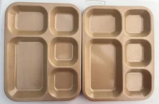 2 Vintage 1974-75 Halsey Divided Food Trays Melamine Cafeteria Military USA
